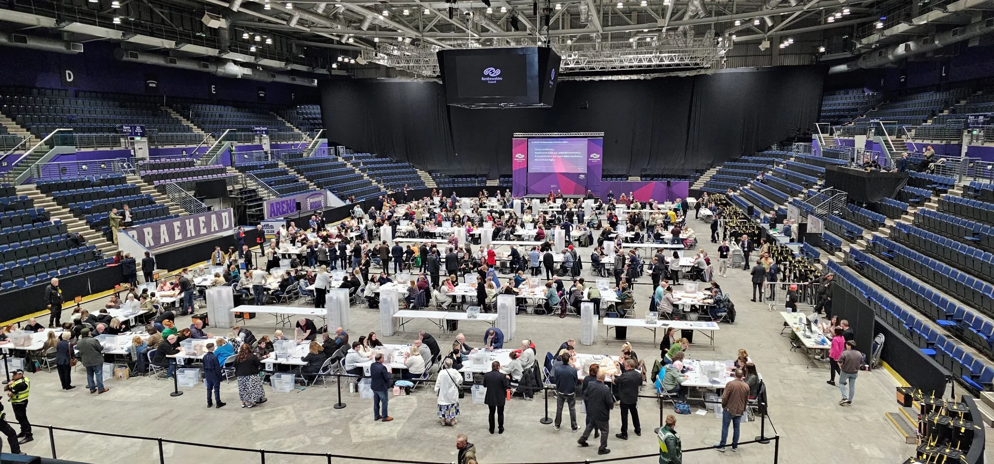 Scottish Parliament election count at Braehead Arena