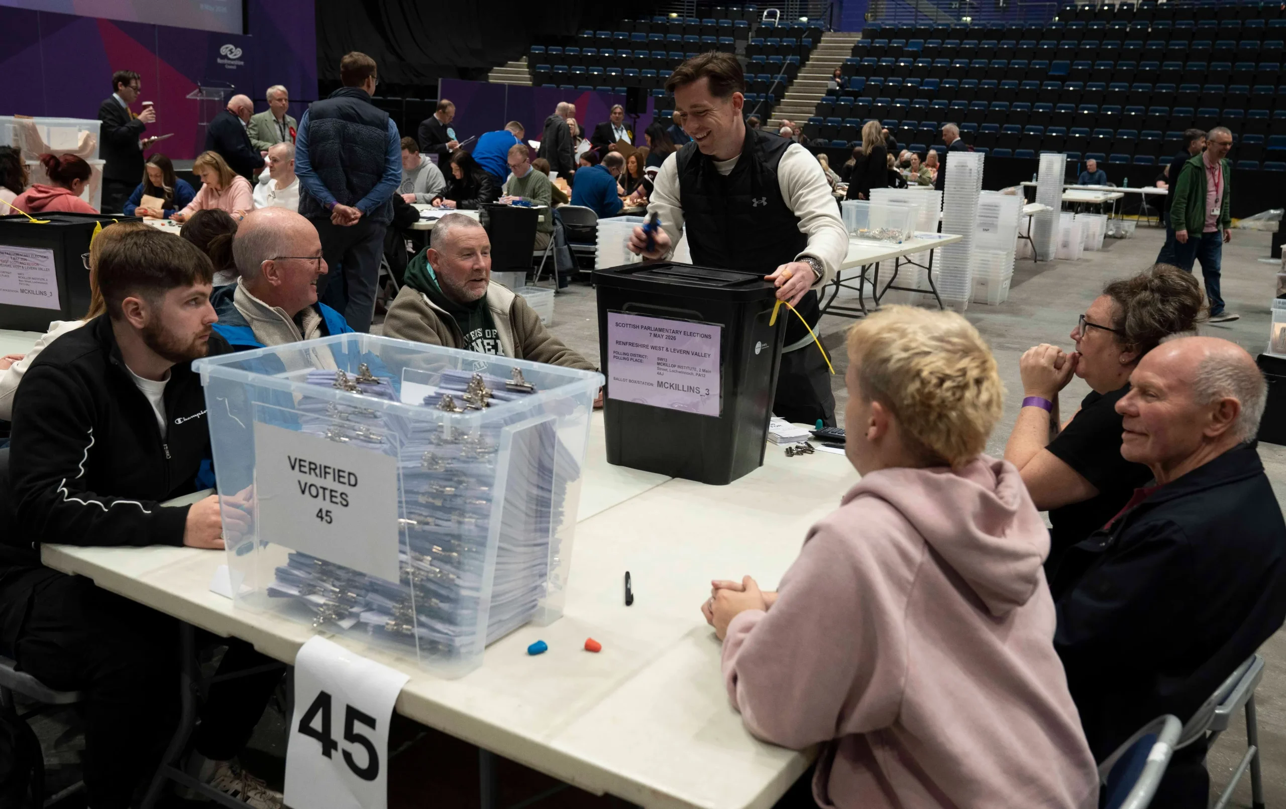 Election count at Braehead Arena