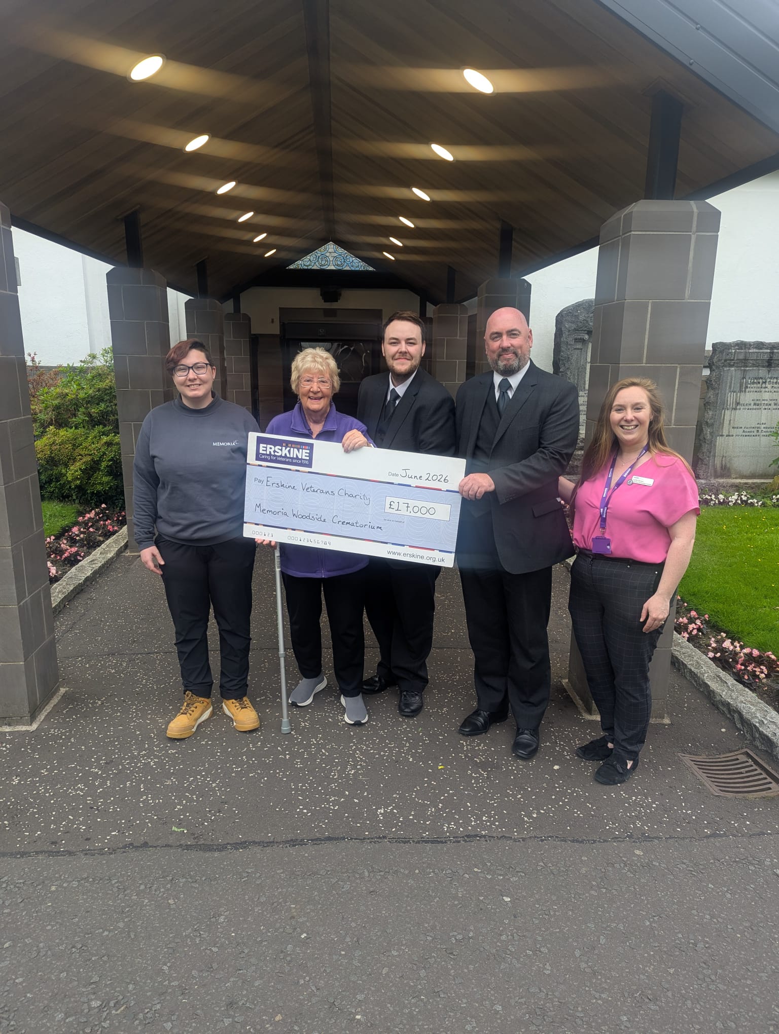 Representatives from Memoria Paisley Woodside and Erskine Veterans Charity at the Garden of Reflection