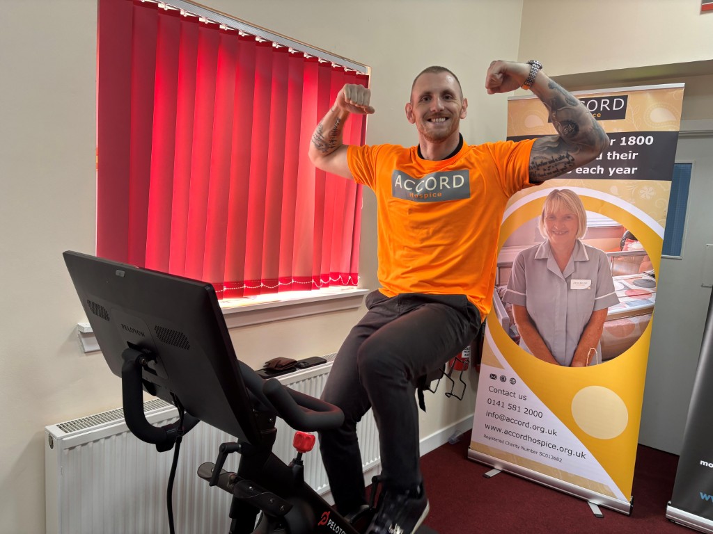 Greg Baillie taking part in the Stannah charity cycle challenge