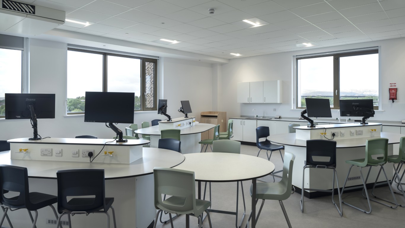 Science laboratory inside the new Paisley Grammar School Community Campus