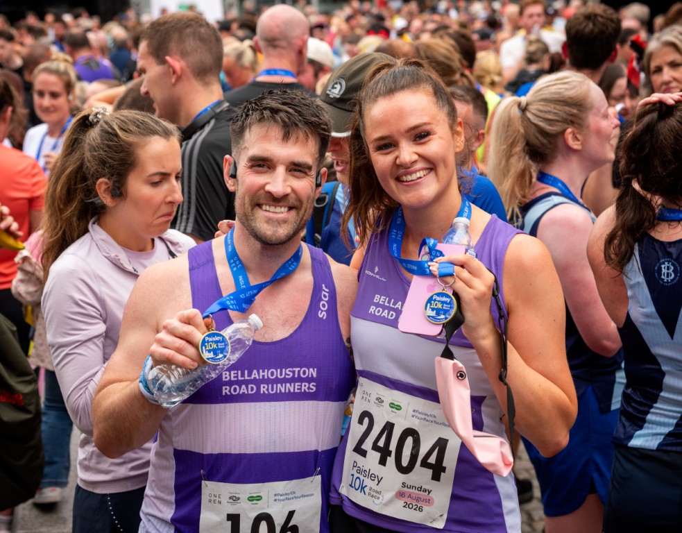 Paisley 10k runners with medals 2026