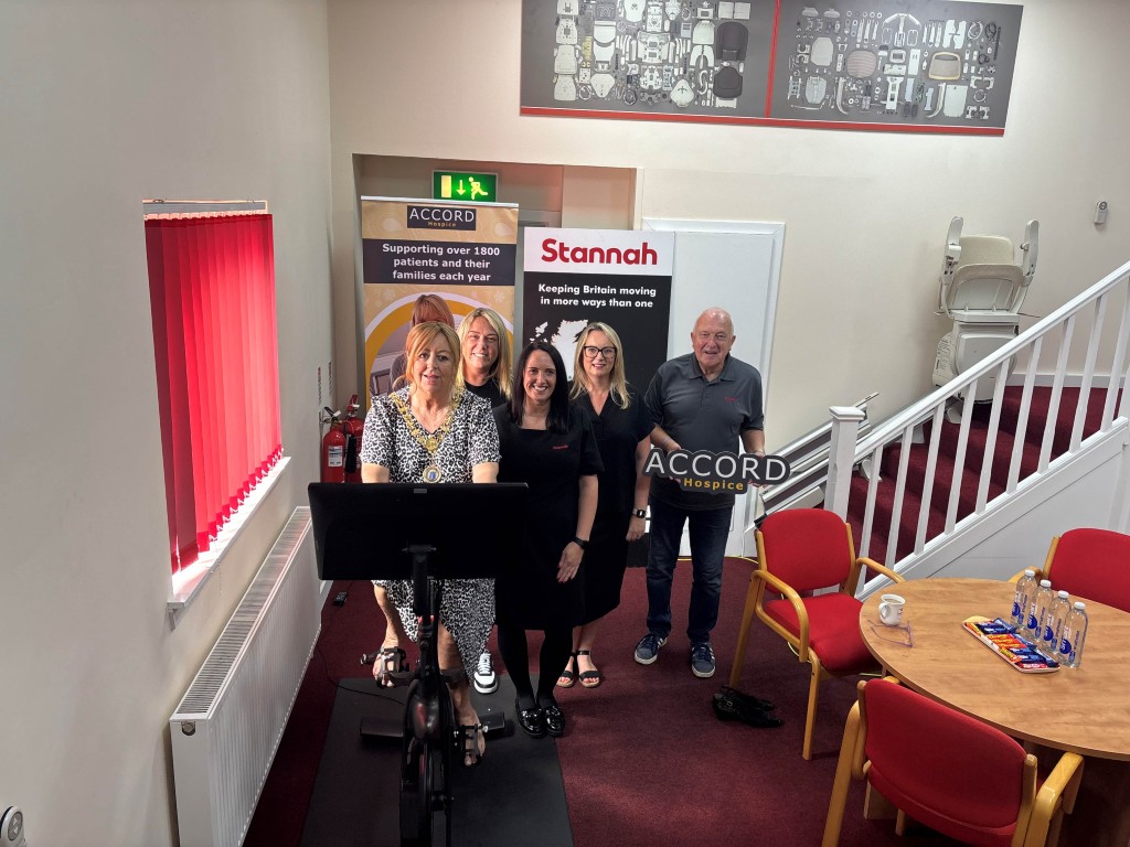 Renfrewshire Provost Lorraine Cameron with Stannah staff