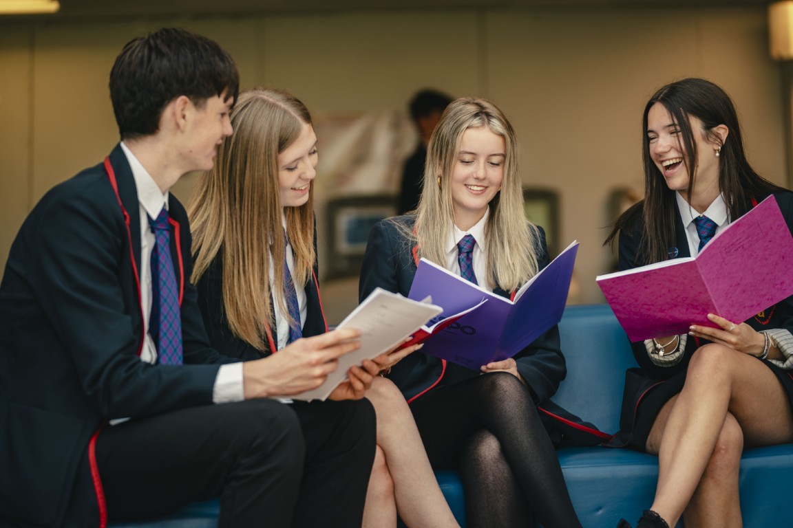 Senior pupils with coursework at Gryffe High School