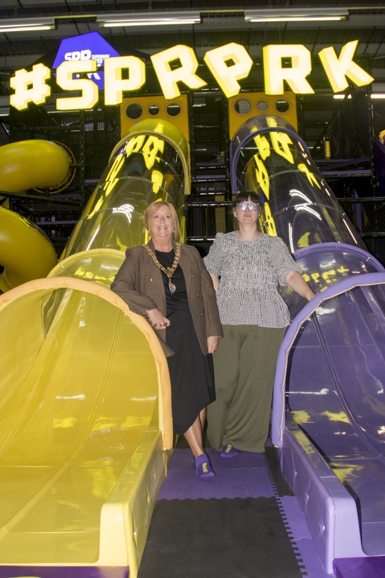 Provost of Renfrewshire Lorraine Cameron and Councillor Lisa-Marie Hughes at SuperPark Glasgow