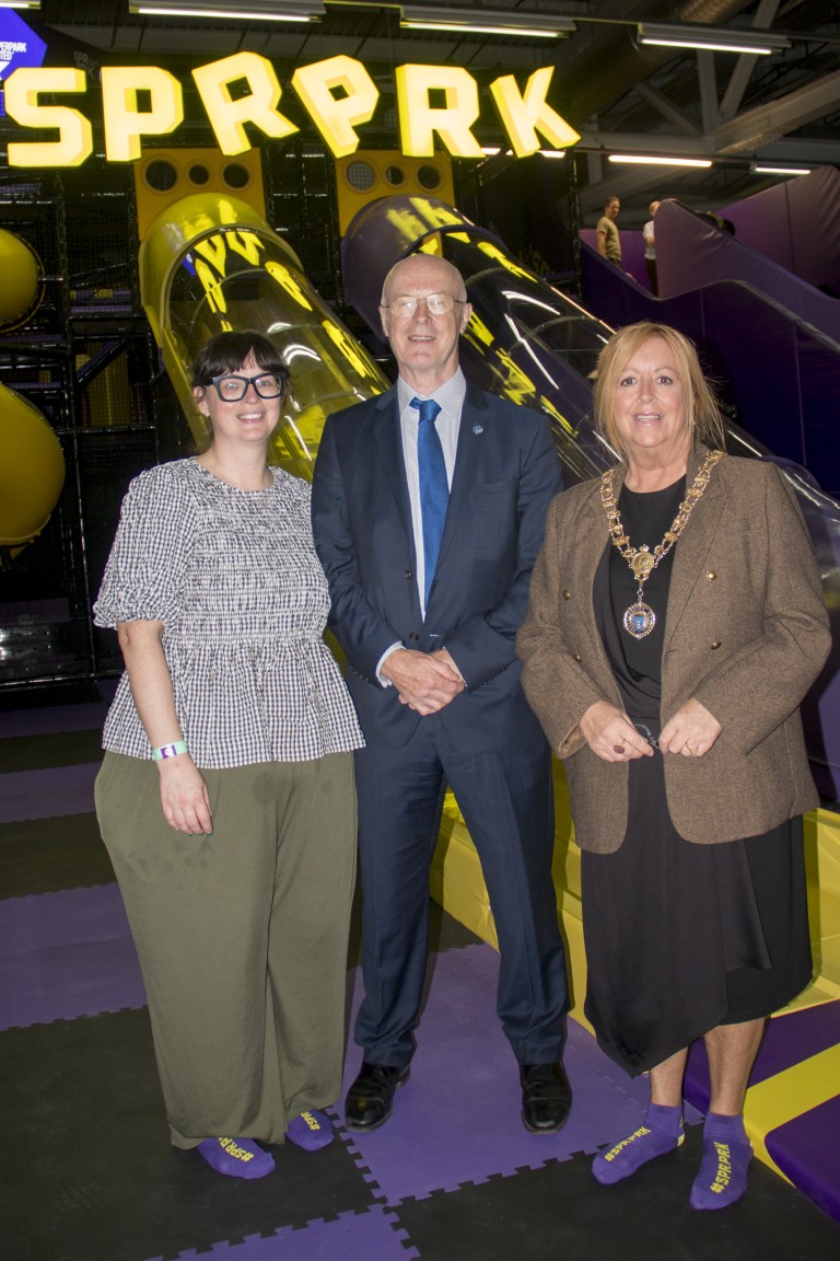 Councillor Lisa-Marie Hughes, Harry Nimmo and Provost Lorraine Cameron