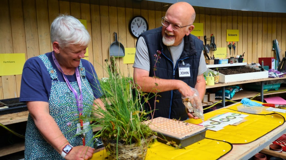 Allison West and John Ewing during a horticulture session at the Hawkhead Centre in Paisley